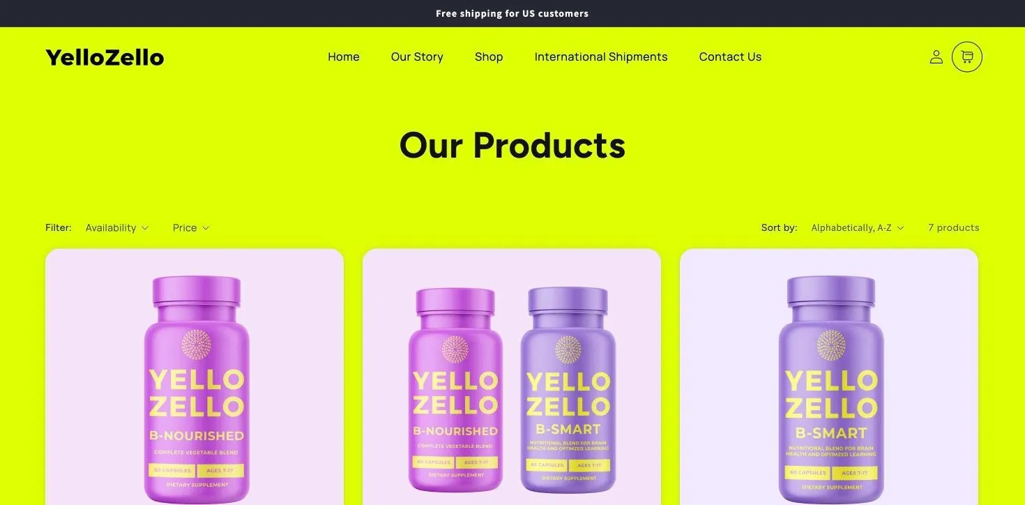 The finished product line, live on yellozello.com